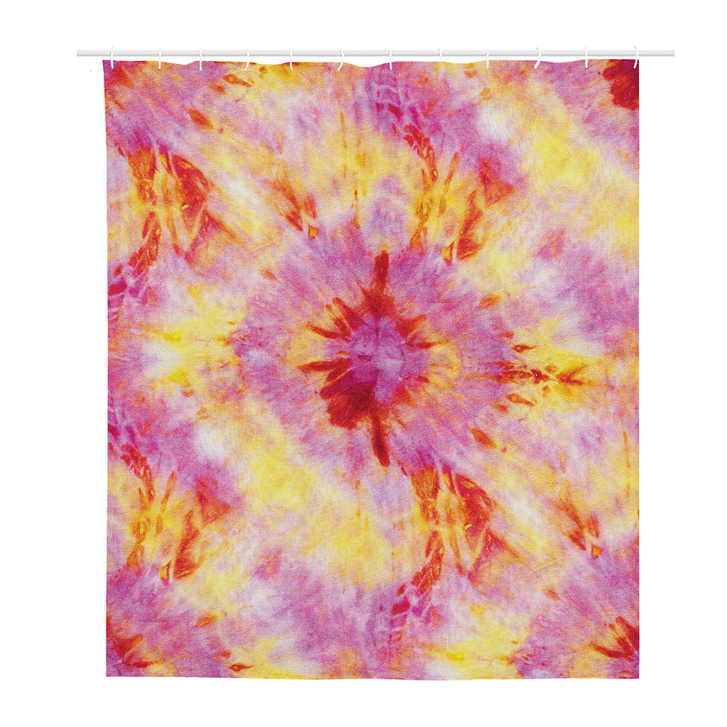 Pink And Yellow Tie Dye Print Polyester Shower Curtain