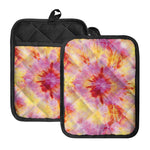 Pink And Yellow Tie Dye Print Pot Holders With Pocket