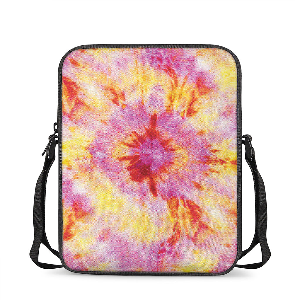 Pink And Yellow Tie Dye Print Rectangular Crossbody Bag