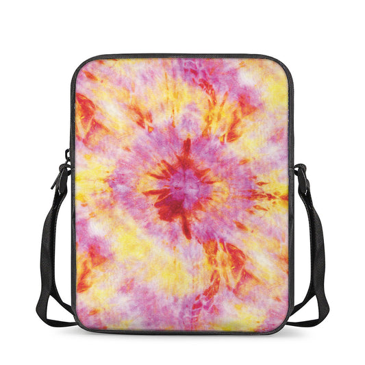 Pink And Yellow Tie Dye Print Rectangular Crossbody Bag