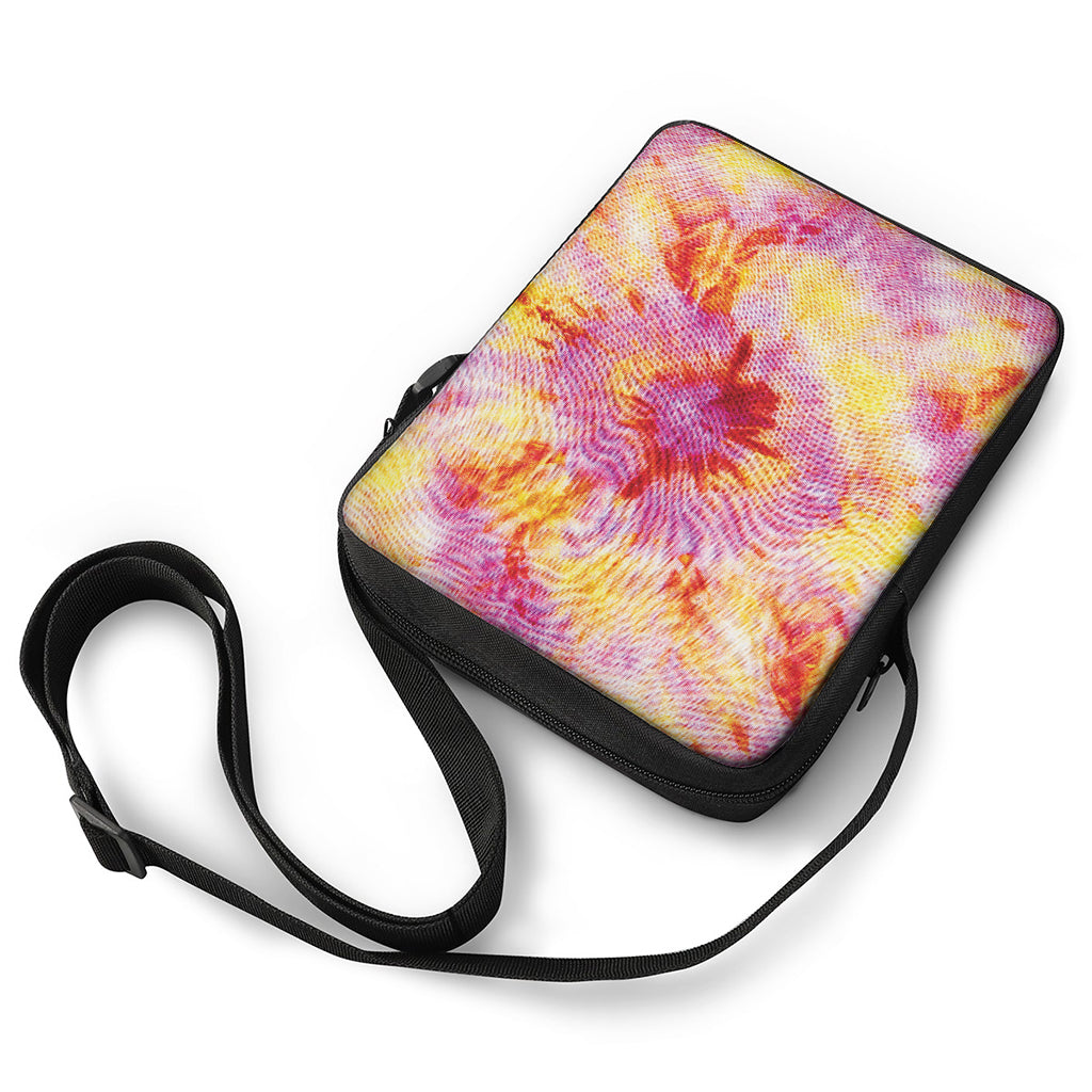 Pink And Yellow Tie Dye Print Rectangular Crossbody Bag