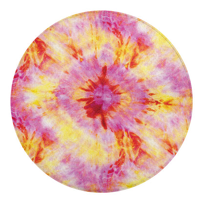 Pink And Yellow Tie Dye Print Round Blanket