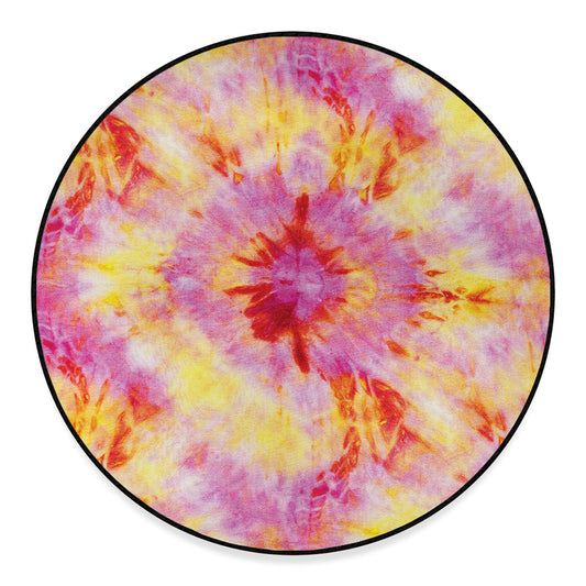 Pink And Yellow Tie Dye Print Round Floor Mat
