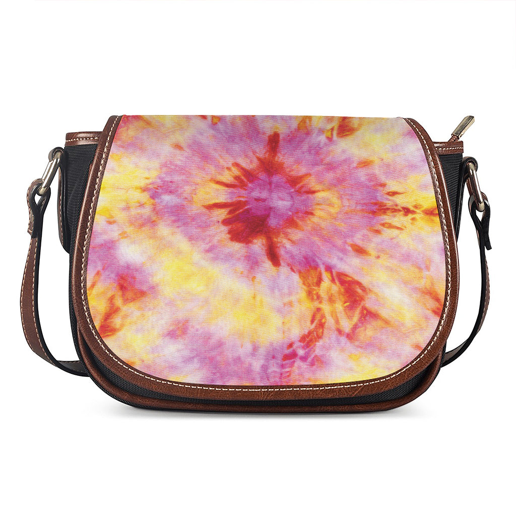Pink And Yellow Tie Dye Print Saddle Bag