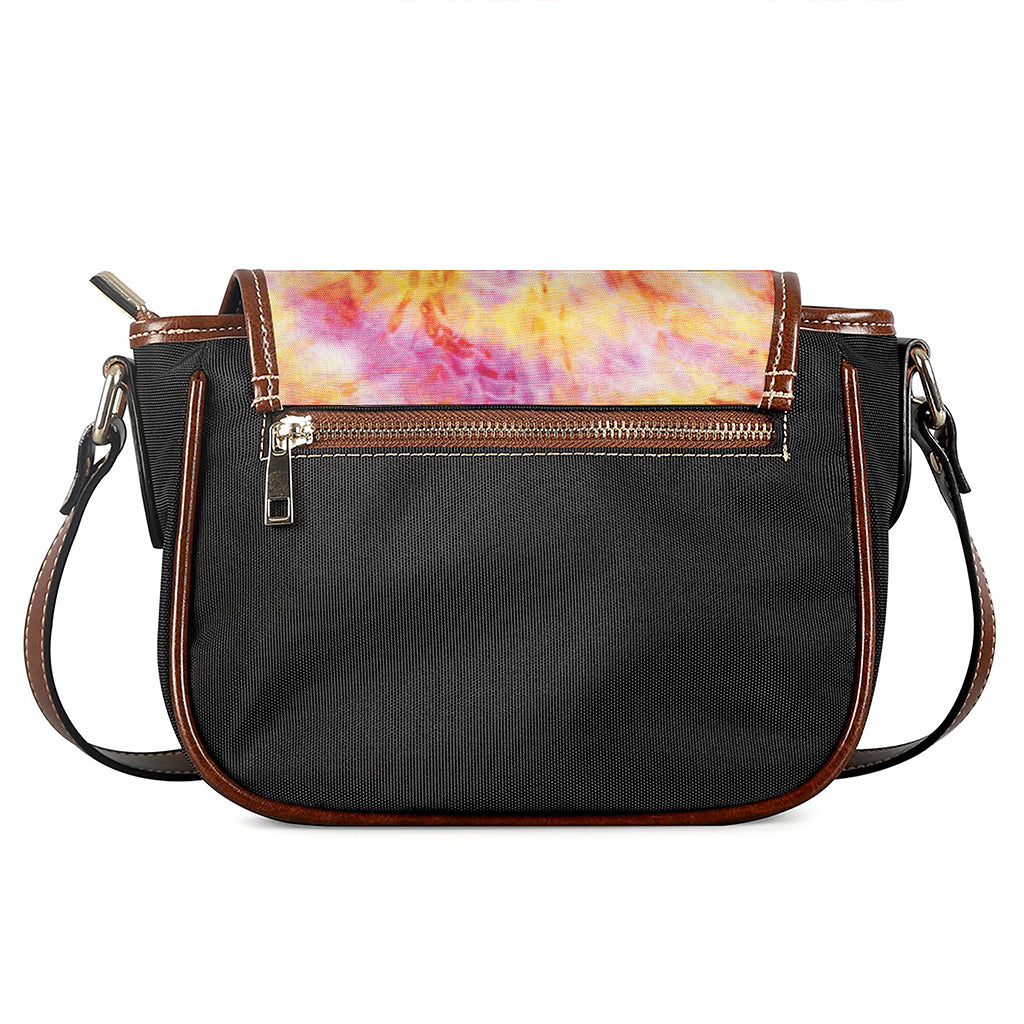 Pink And Yellow Tie Dye Print Saddle Bag