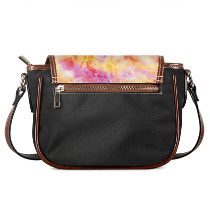 Pink And Yellow Tie Dye Print Saddle Bag