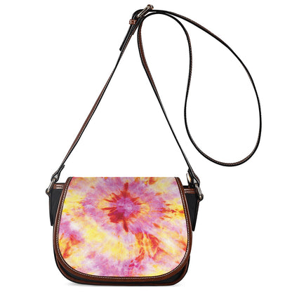 Pink And Yellow Tie Dye Print Saddle Bag