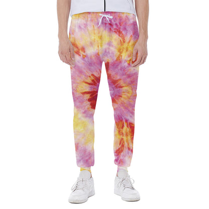 Pink And Yellow Tie Dye Print Scuba Joggers