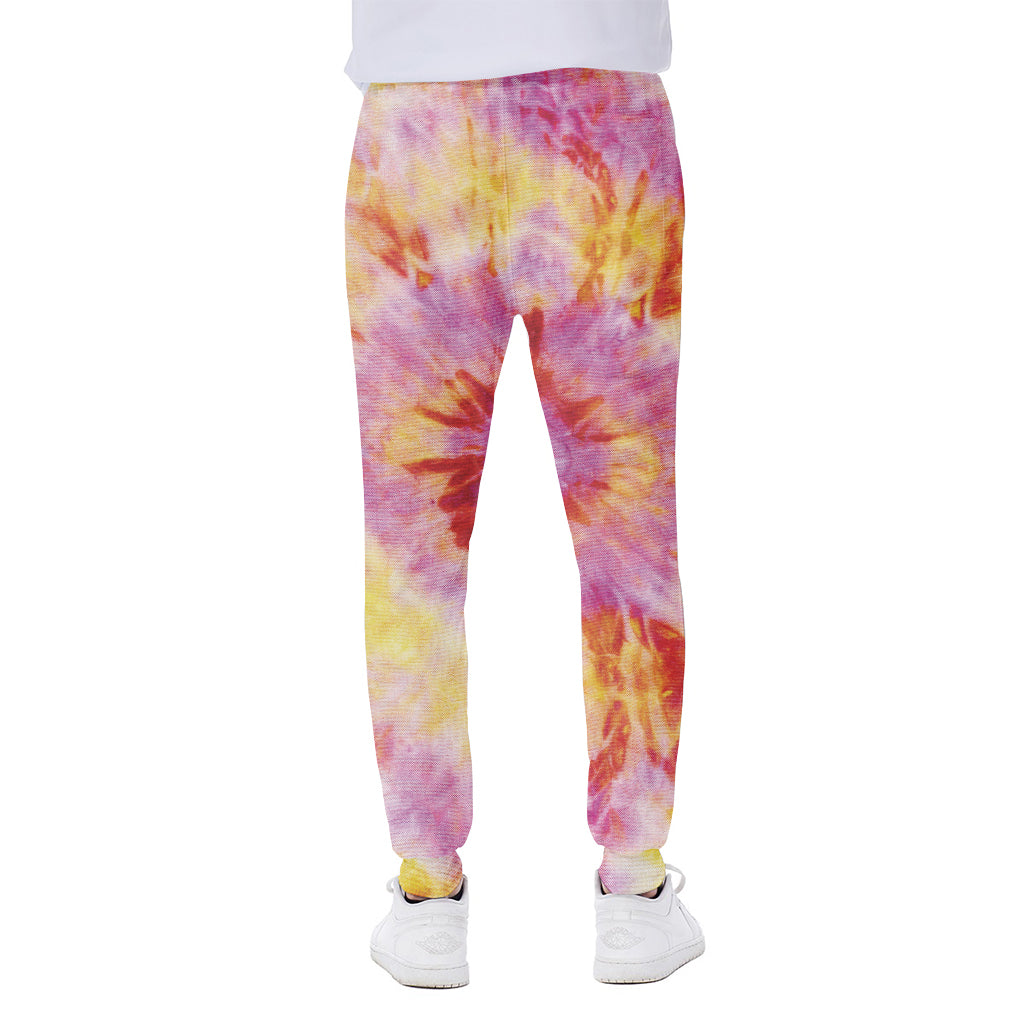 Pink And Yellow Tie Dye Print Scuba Joggers