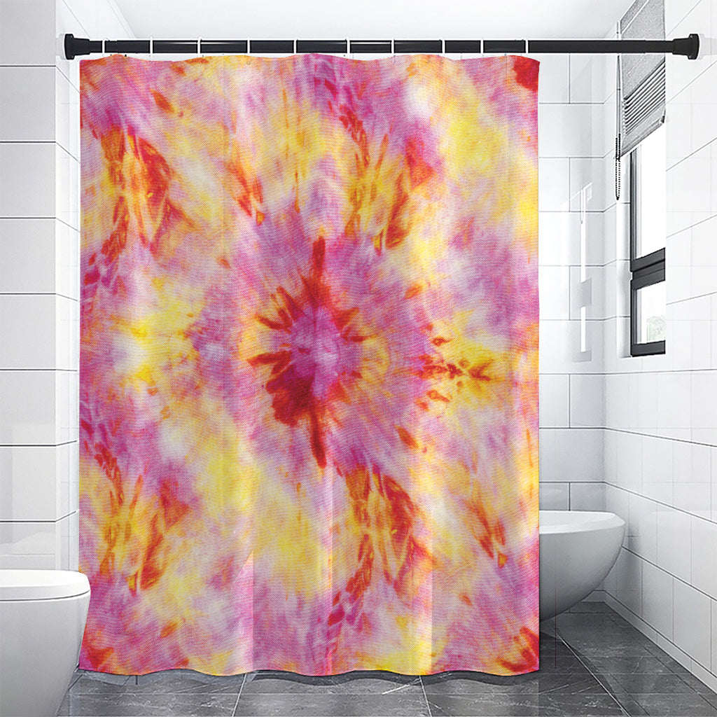 Pink And Yellow Tie Dye Print Shower Curtain