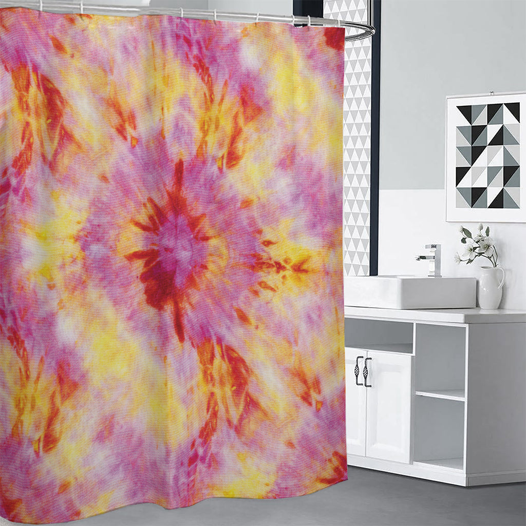 Pink And Yellow Tie Dye Print Shower Curtain