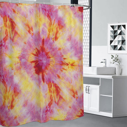 Pink And Yellow Tie Dye Print Shower Curtain