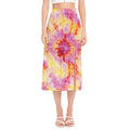 Pink And Yellow Tie Dye Print Side Slit Midi Skirt