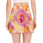 Pink And Yellow Tie Dye Print Side Slit Mini Skirt