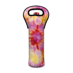 Pink And Yellow Tie Dye Print Single Neoprene Wine Tote