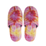 Pink And Yellow Tie Dye Print Slippers