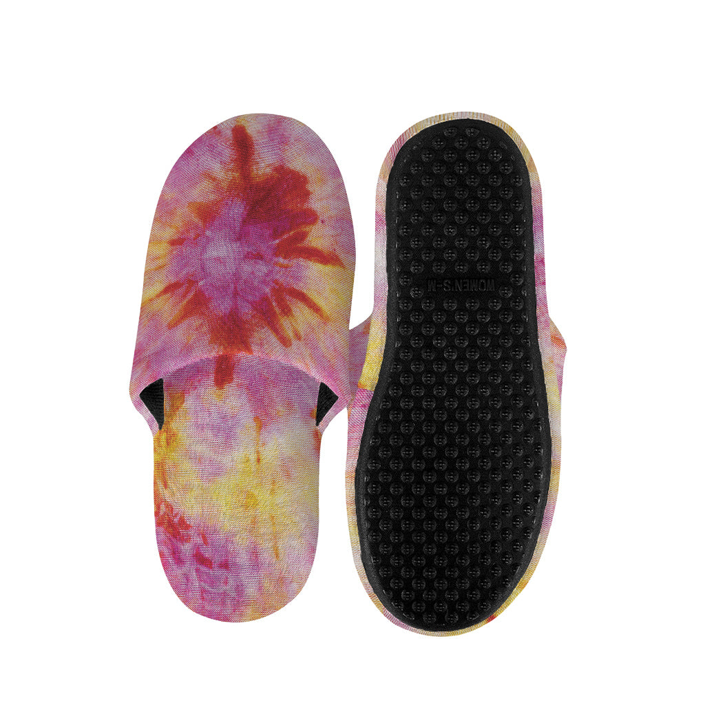 Pink And Yellow Tie Dye Print Slippers