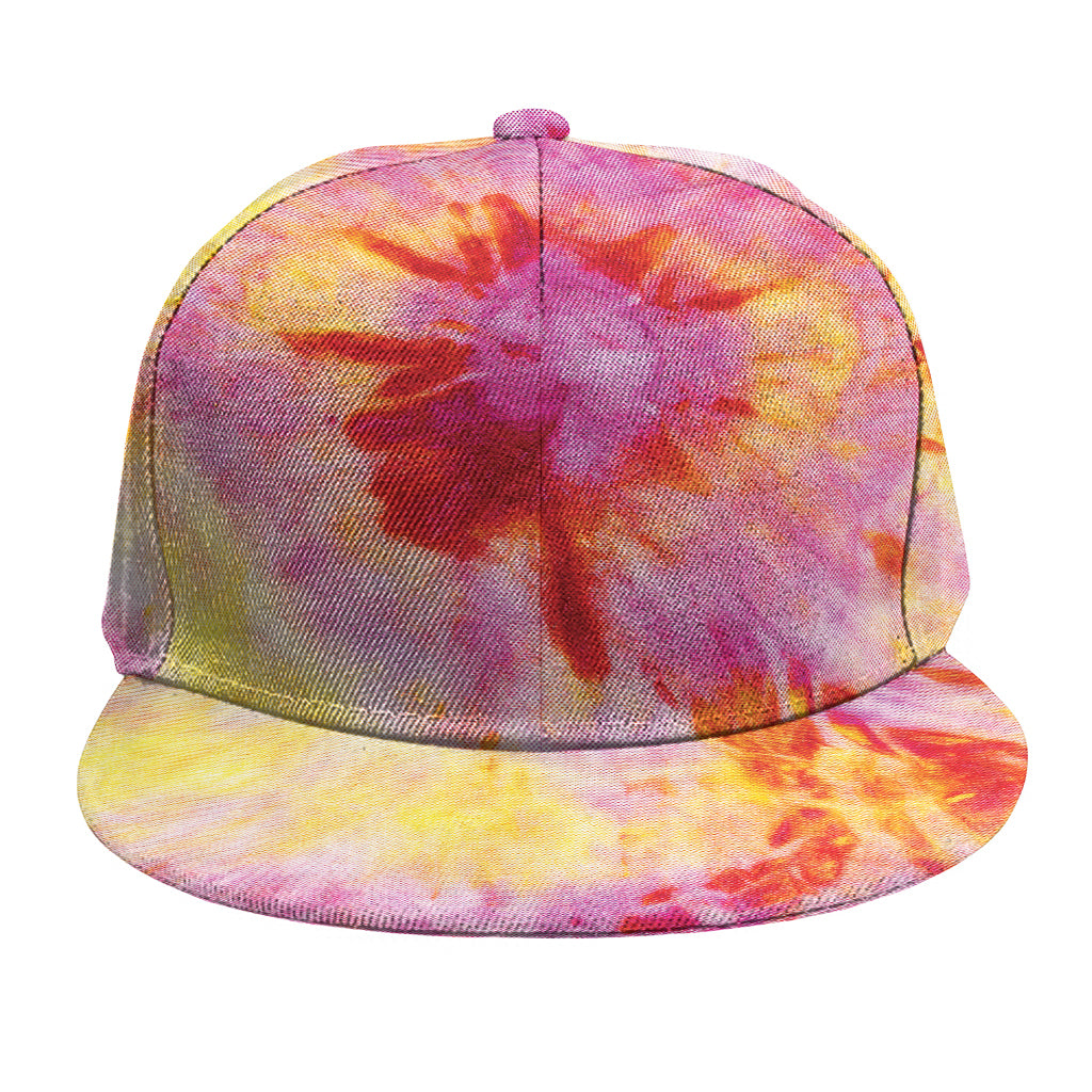 Pink And Yellow Tie Dye Print Snapback Cap