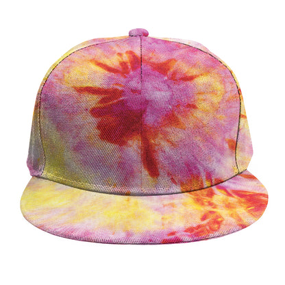 Pink And Yellow Tie Dye Print Snapback Cap