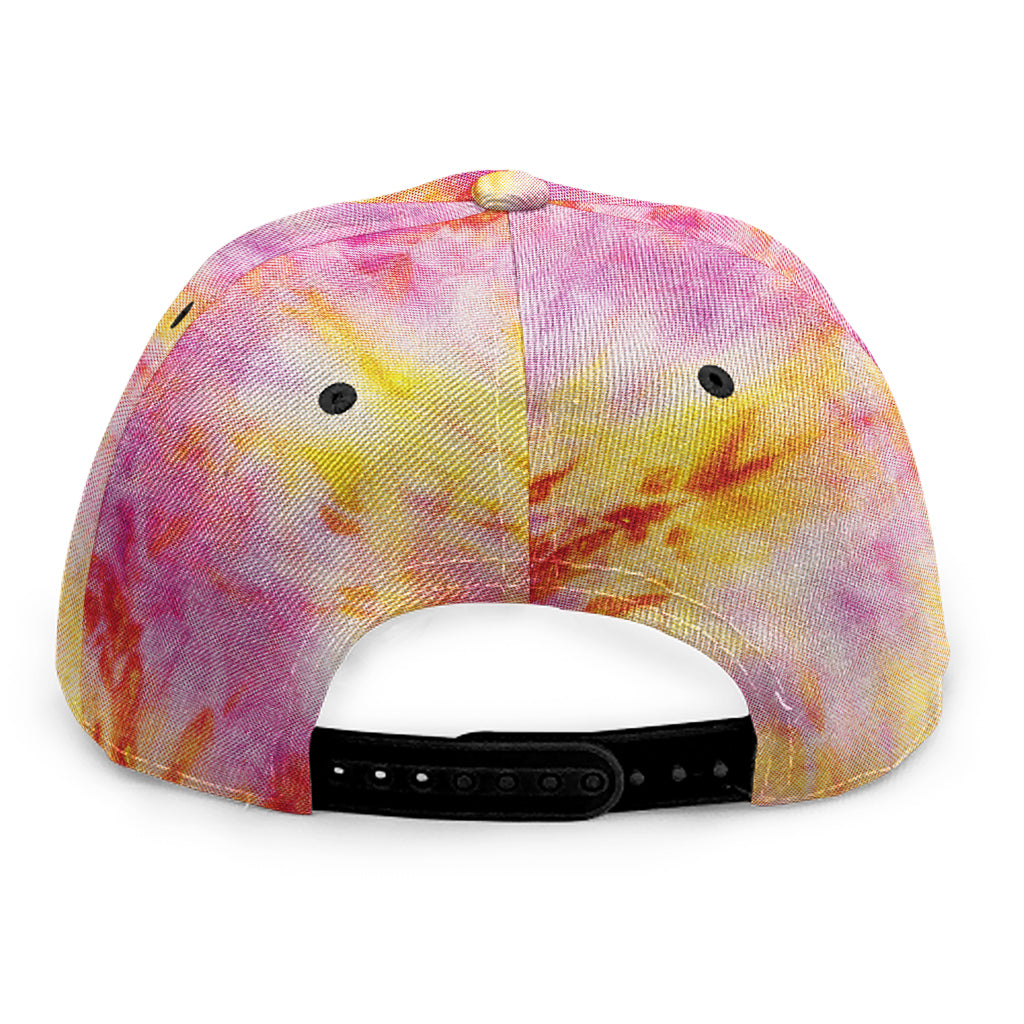 Pink And Yellow Tie Dye Print Snapback Cap