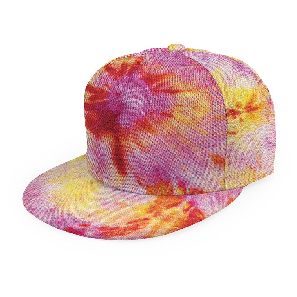 Pink And Yellow Tie Dye Print Snapback Cap