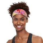 Pink And Yellow Tie Dye Print Sports Headband
