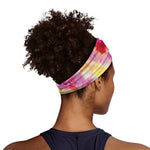 Pink And Yellow Tie Dye Print Sports Headband