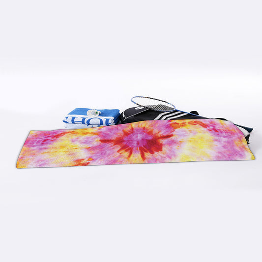 Pink And Yellow Tie Dye Print Sports Towel