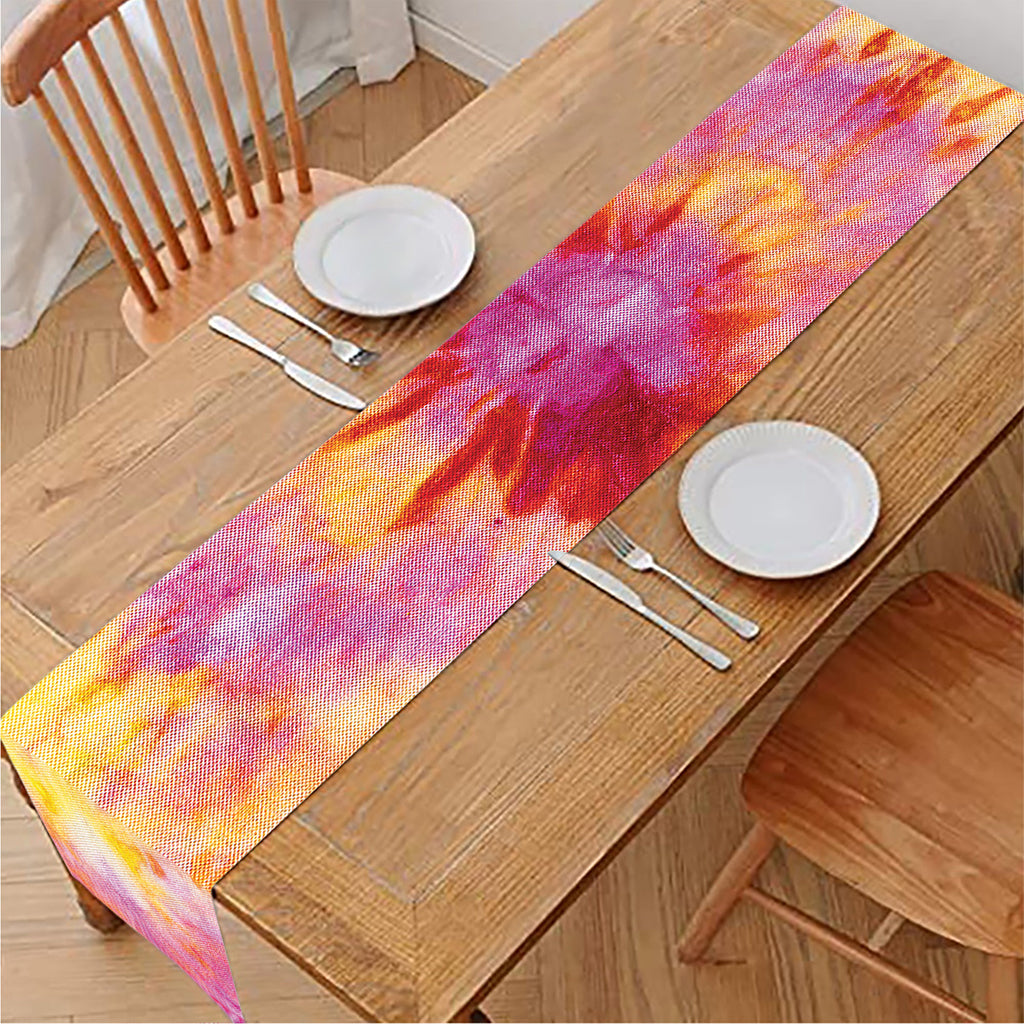 Pink And Yellow Tie Dye Print Table Runner