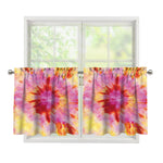 Pink And Yellow Tie Dye Print Tier Curtains