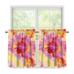 Pink And Yellow Tie Dye Print Tier Curtains