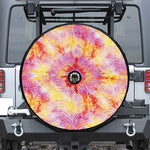 Pink And Yellow Tie Dye Print Tire Cover With Camera Hole