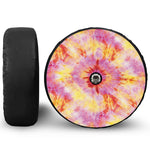 Pink And Yellow Tie Dye Print Tire Cover With Camera Hole