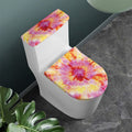 Pink And Yellow Tie Dye Print Toilet Lid And Tank Cover Set