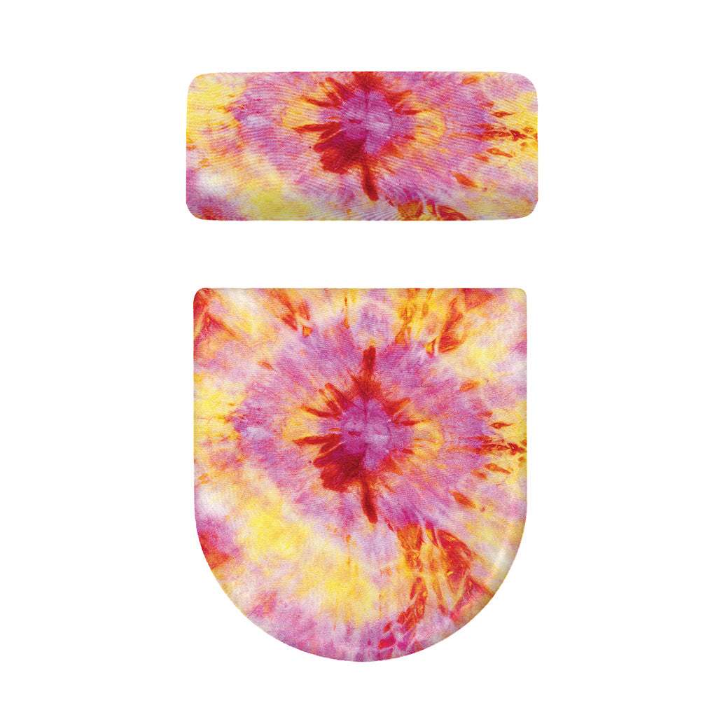 Pink And Yellow Tie Dye Print Toilet Lid And Tank Cover Set