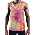 Pink And Yellow Tie Dye Print Men's Workout Tank Top