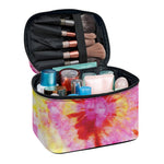 Pink And Yellow Tie Dye Print Travel Makeup Bag