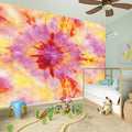 Pink And Yellow Tie Dye Print Wall Sticker