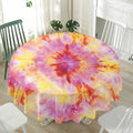 Pink And Yellow Tie Dye Print Waterproof Round Tablecloth