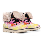 Pink And Yellow Tie Dye Print Winter Boots