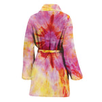 Pink And Yellow Tie Dye Print Women's Bathrobe