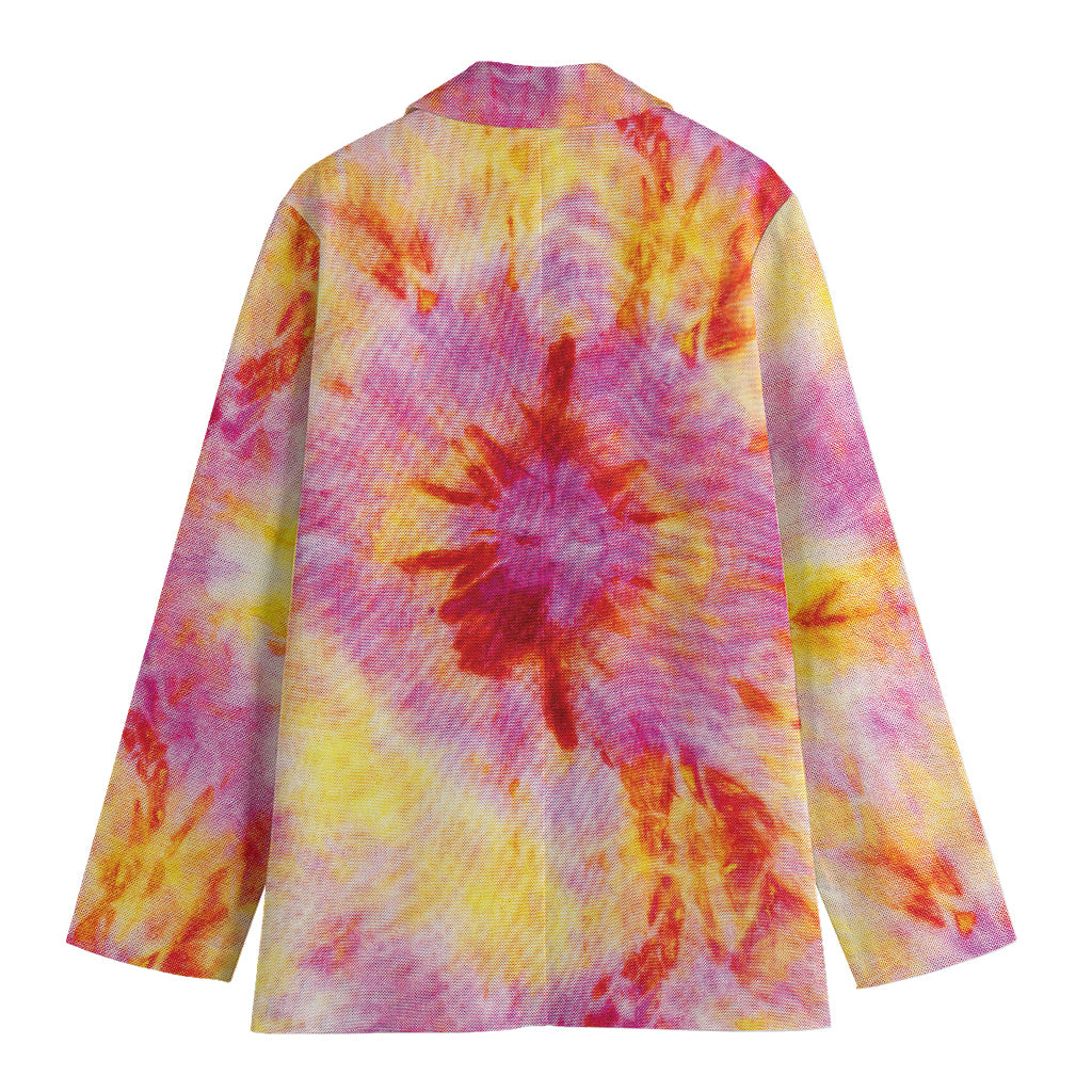 Pink And Yellow Tie Dye Print Women's Blazer