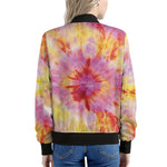 Pink And Yellow Tie Dye Print Women's Bomber Jacket