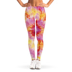 Pink And Yellow Tie Dye Print Women's Leggings