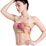 Pink And Yellow Tie Dye Print Women's Sports Bra
