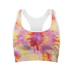 Pink And Yellow Tie Dye Print Women's Sports Bra