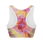 Pink And Yellow Tie Dye Print Women's Sports Bra