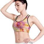 Pink And Yellow Tie Dye Print Women's Sports Bra