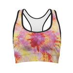 Pink And Yellow Tie Dye Print Women's Sports Bra
