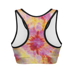 Pink And Yellow Tie Dye Print Women's Sports Bra